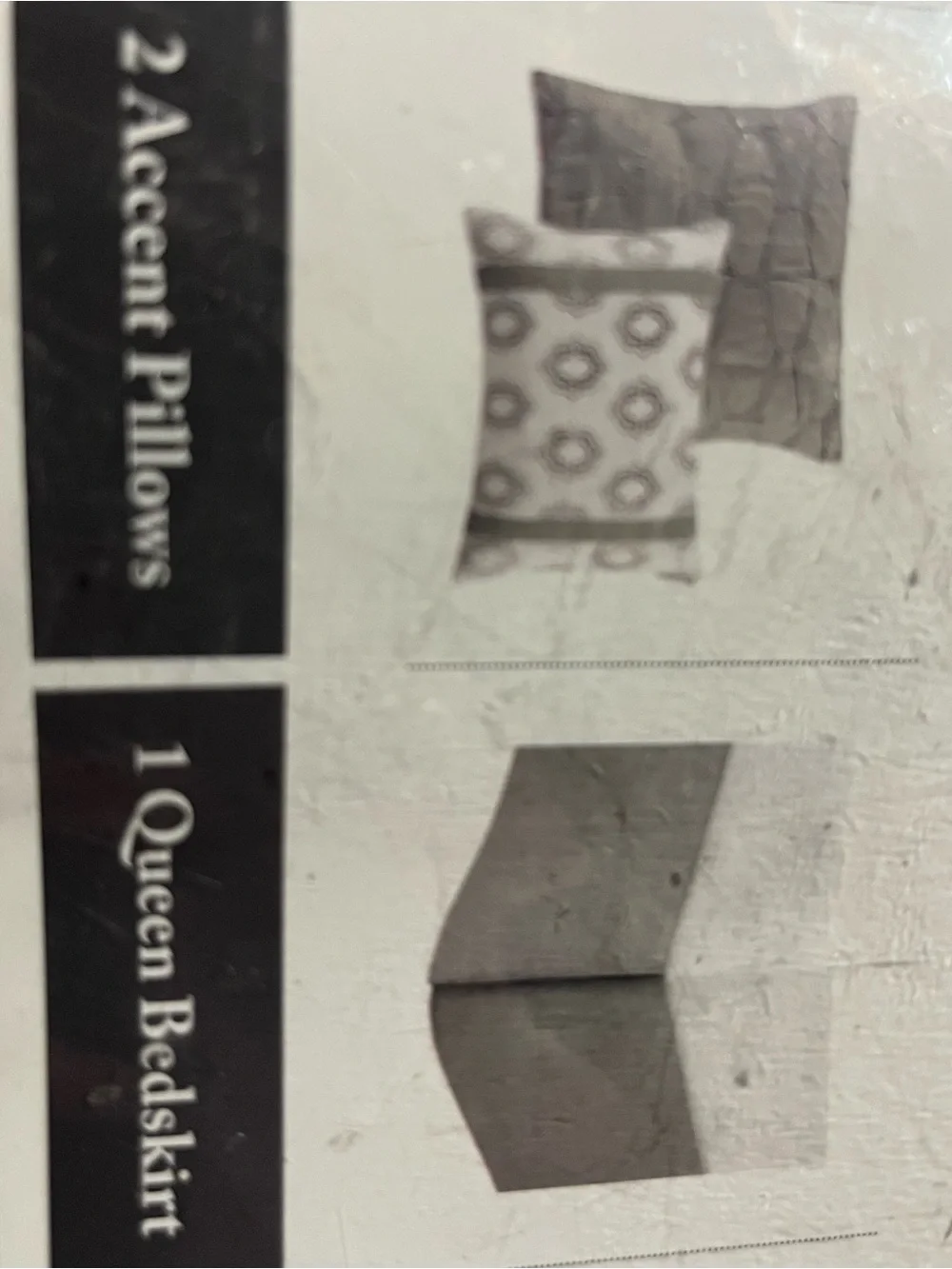 Queen bed skirt and 2 accent pillows